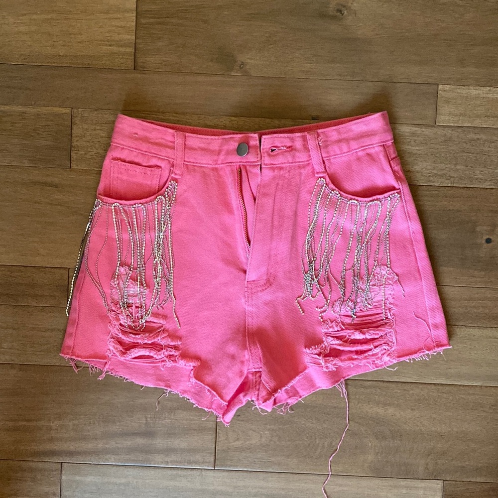 Pink Bejeweled Shorts